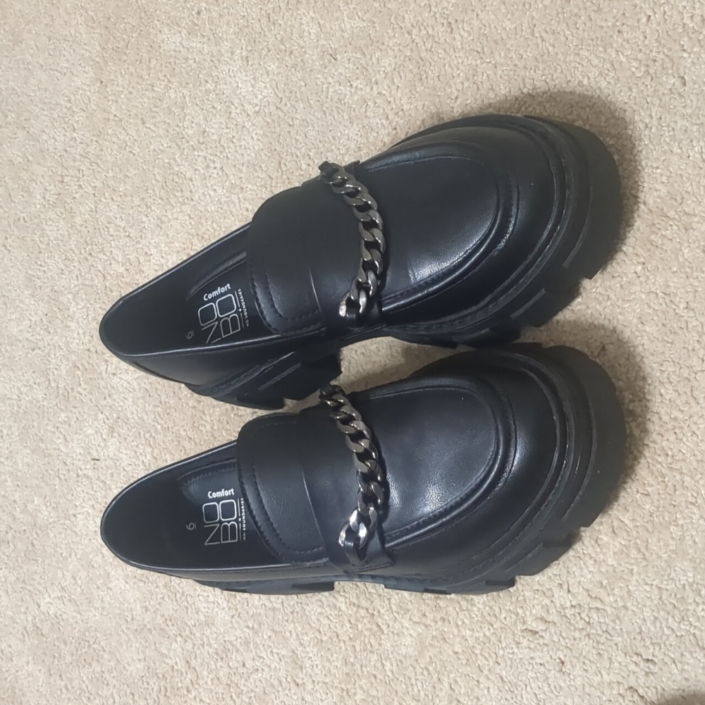Black platform loafers